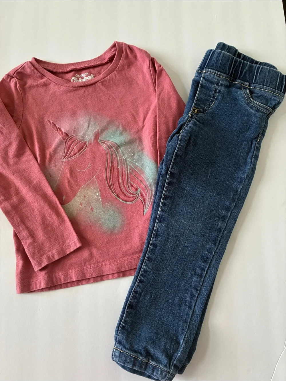 Girls 2T Unicorn Long-Sleeve Tee & Pull On Jeans